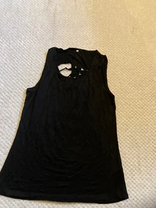 Schwarzes Damen Tanktop mit amerikanischer Flagge auf dem Rücken geschreddert, Größe L - Bild 1 von 4