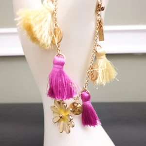 INC International Concepts bracelet pink & yellow tassels daisy charm goldtone - Picture 1 of 7