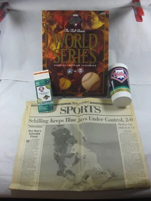 1993 World Series Philadelphia Phillies Souvenir Cup Program Ticket Article - Image 1 of 4