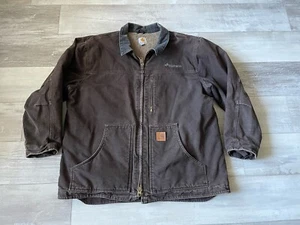 Carhartt Coat Sherpa Lined Duck Jacket C61 DKB Brown Detroit XL Reg VTG Style - Picture 1 of 16