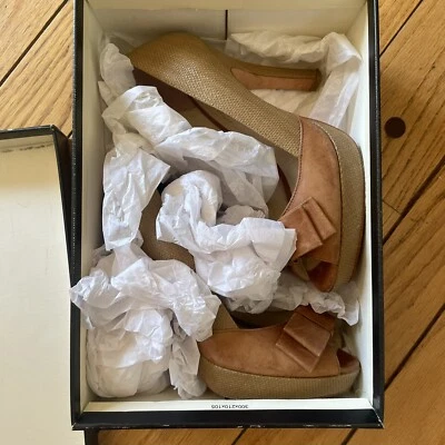 Zapatos de tacón Talbots para mujer zapatos plataforma de cuero 7 M beige tostado nude moño peep Foto 1 de 4