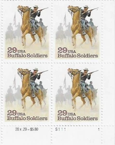 US Buffalo Soldiers 29c Stamp Plate Block of 4 Scott #2818 - Picture 1 of 1