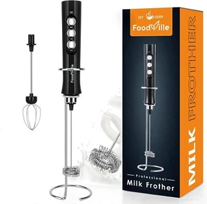Professional Electric Milk Frother With 2 Whisks Rechargeable Kitchen Tool - Picture 1 of 7