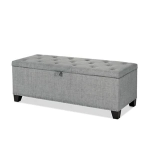 24/7 Shop at Home Sacallant Modern Linen Storage Bench with Button-Tufted - Picture 1 of 9
