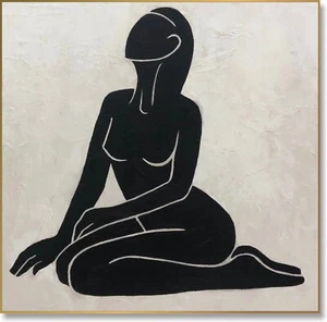 Abstract Nudes Painting Canvas Abstract Nude Woman Painting Black and White Wall - Picture 1 of 6