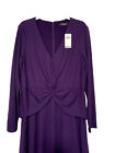 NWT Lauren Ralph Lauren Faux Wrap Dress Size 16 Purple Long Sleeves V-Neck