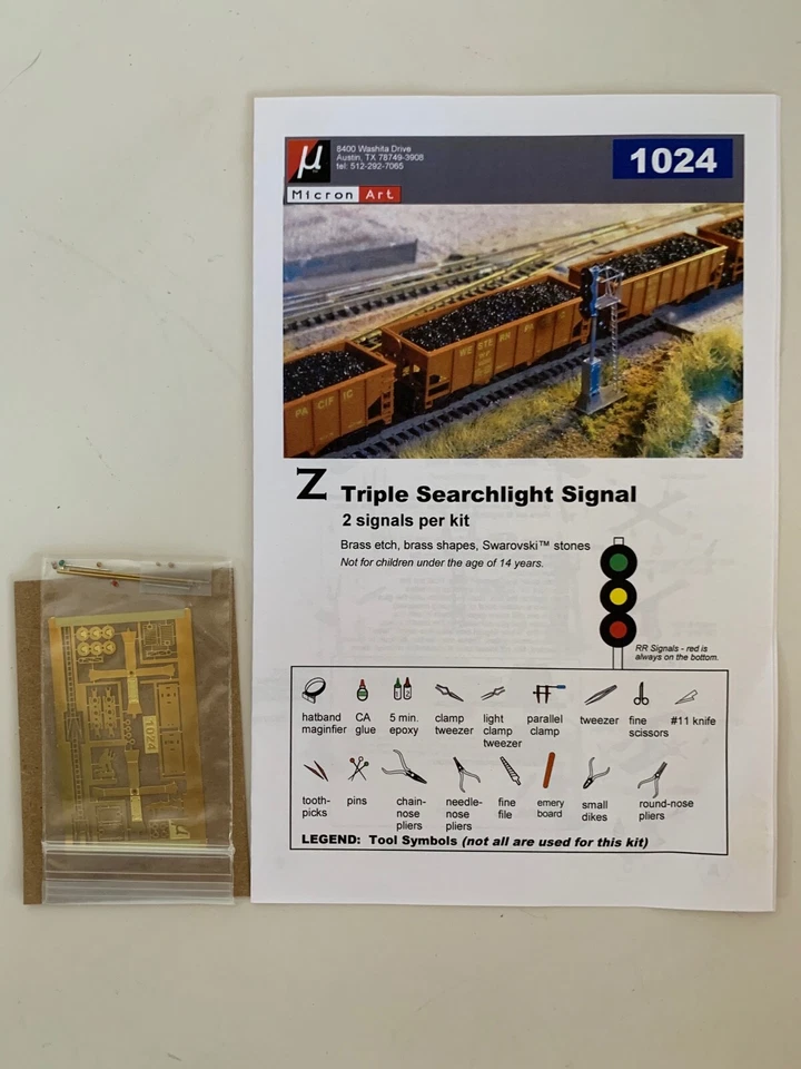 Z-Scale 1024 Micron Art, Triple Searchlight Signal  2 each, Brass Kit, - Image 1 of 1