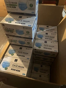 ABENA Blue Face Mask Disposable Non Medical 4Ply Earloop BULK 2000 Masks Sealed - Picture 1 of 3
