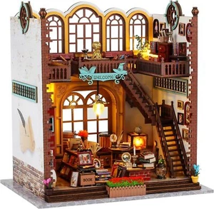 DIY Miniature Wooden Dollhouse Kit Magic Book Store Book Nook Kit - Picture 1 of 9
