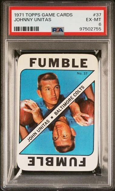 1971 TOPPS GAME CARDS 37 JOHNNY UNITAS PSA 6 - Image 1 of 1