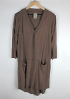 Anthropologie Dolan Tunic Dress Women Large Brown V Neck Pockets Collection FLAW