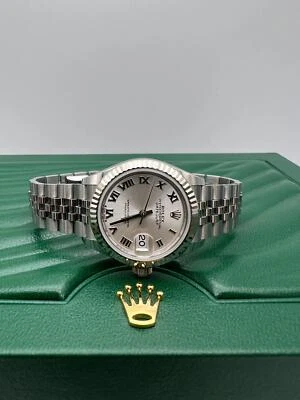 2022 Rolex Datejust 28mm 279174 18K Fluted Silver Roman Numeral Dial Jubilee B&P - Image 1 of 4