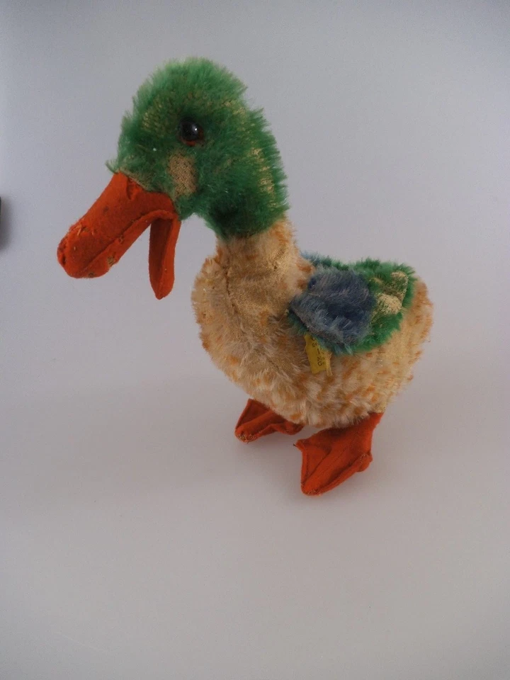 Steiff Vorkriegs Ente 1322 mit Knopf und Fahne 1935 - 1943 (1819) - Bild 1 von 1