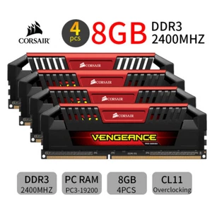 Corsair Vengeance Pro 32GB 4x 8GB DDR3 2400MHz PC3-19200 Overclocking RAM Red AB - Picture 1 of 7