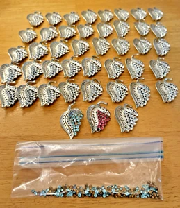 43 Pieces 2 lbs. Vintage Silver Tone Leaf Shaped Costume Jewelry Brooch Settings - Picture 1 of 11