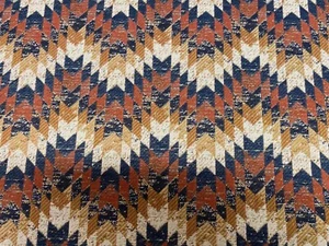 Kaya Fabric Chevron Cinnamon Blue Orange Chess Design Blind Curtain Upholstery - Picture 1 of 4