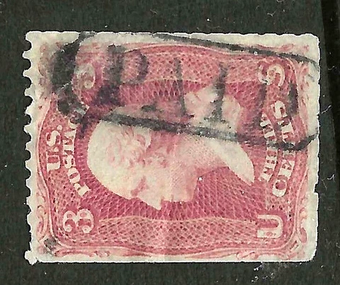 Sc #65 Well Struck "PAID" Fancy Cancel 3 Cent Washington 1861 Civil War US 7E37 Cover