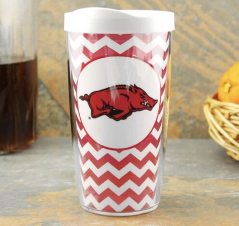 Arkansas Razorbacks Tervis Tumbler 16oz with Lid-Made in the USA-Chevron-New Cover