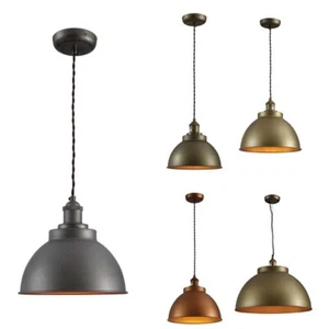 Brooklyn Vintage Metall Kuppel Anhänger Licht Zinn Kupfer Gold Messing E27 TEKLED - Bild 1 von 32