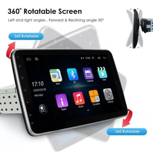 Single 1 DIN Rotatable 10.1 Android 10 Car Stereo GPS Wifi Touch Screen Radio - Picture 1 of 12