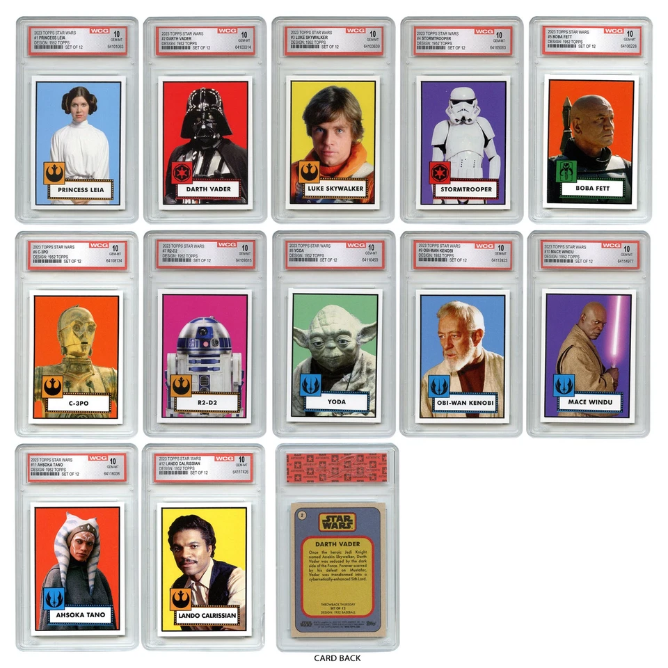 STAR WARS TOPPS Rare 1952 Edition Cards 2023 - Gem Mint 10 - COMPLETE SET of 12 - Image 1 of 4