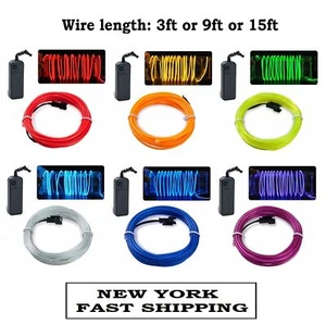 LED EL Wire Neon Glow String Strip Light Rope Controller Car Decor Dance Party - Picture 1 of 12