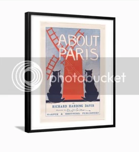 About Paris by Richard Harding Davis Black Cats Poster Art Print 1900 Framed - Bild 1 von 3