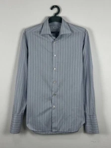 Kiton Napoli Button Up Shirt Blue Striped Long Sleeve Size L - Picture 1 of 9
