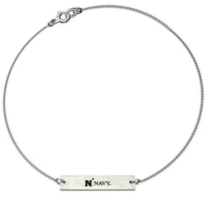 Women's Naval Academy Navy Bracelet Silver Bar Bracelet - Picture 1 of 6