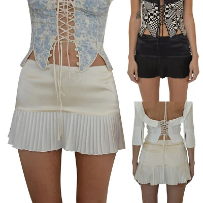 Minifalda corta para mujer Y2K vintage plisada faldas elásticas cintura baja línea A Foto 1 de 4