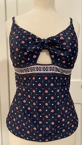 Jessica Simpson Soft Cups Navy Floral Swimsuit Tankini Top, Medium Swim - Picture 1 of 5