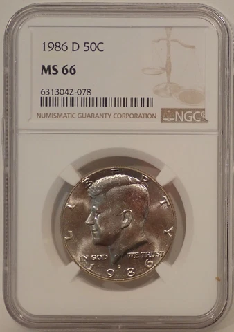 1986-D Kennedy 50c NGC MS66 Cover