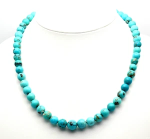 Gorgeous Arizona Turquoise Chain Ball Necklace Real Natural Gemstone Ca. 48 CM - Picture 1 of 6
