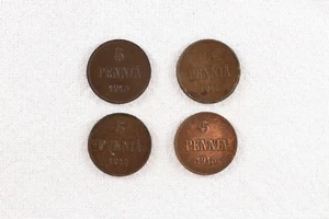 Vier finnische 5 Pennia Münzen 1915 - Bild 1 von 2
