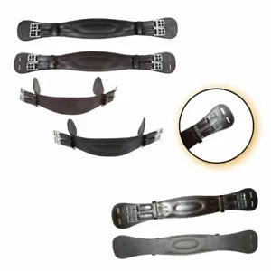 Brown Black Leather Girth With Roller Padded Buckles Short Dressage 16'' - 28'' - Picture 1 of 1