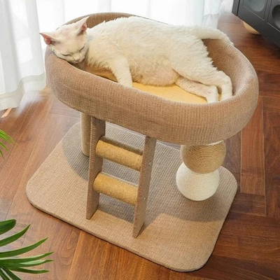 Cat Tree Furniture Wooden Cute Kitten Tower for Interactive Exercise Resting - Image 1 of 4