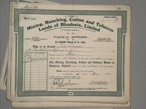 PARTIA DEALERÓW: 33 x Górnictwo, Ranczo, Bawełna i Tytoń Lands of Rhodesia, Ltd - Zdjęcie 1 z 9