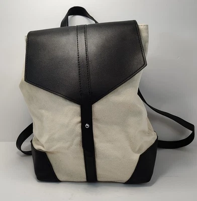 Mochila Deux Lux para mujer beige/negro Demi bolso de lona correas de cuero vegano Foto 1 de 4