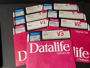 8" DISCOS UOS VERBATIM VEREX DATALIFE (7) ESTUCHE NEGRO KAS-ETTE/10 usado RARO - Imagen 1 de 3