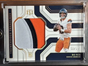 Bo Nix RC 2024 National Treasures Denver Broncos Rookie 3-Color Patch # 2/10 - Picture 1 of 4