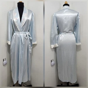 Bata Kimono Vintage Kathryn Años 90 Satén Largo Completo Talla S Floral Encaje Bordado - Imagen 1 de 24