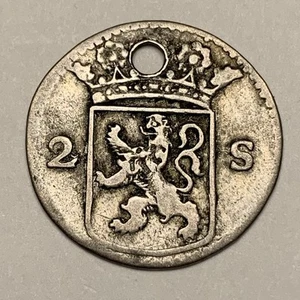 1700s Silver Coin - Netherlands Holland 2 Stuiver - Picture 1 of 2