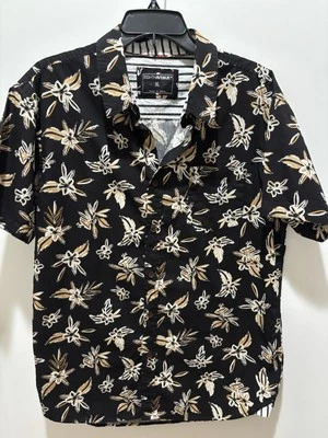 Camisa masculina floral havaiana manga curta bronzeada preta Eighth Avenue GG - Imagem 1 de 4