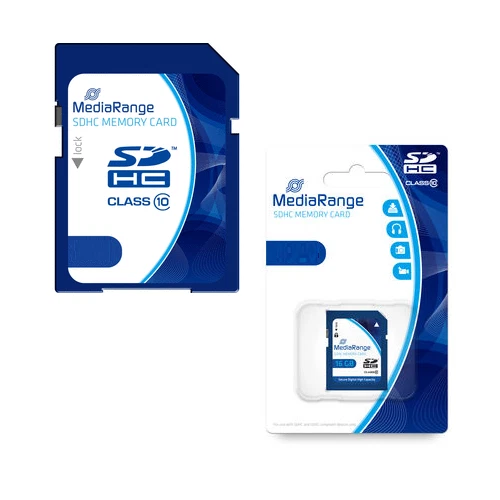 MediaRange SDHC memory card Classe 10 Memoria 32 16 8 4 GB Speed SD Smartphone - Immagine 1 di 1