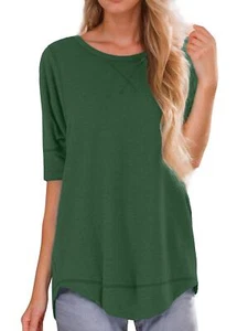 Womens Casual Loose Fit Short Sleeve Tops T Shirts Pullover Crew Neck Tops - Picture 1 of 12