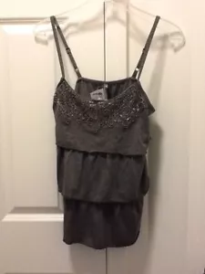 charlotte russe woman's gray w/silver tone beaded embellishments top Small *NWT* - Picture 1 of 5