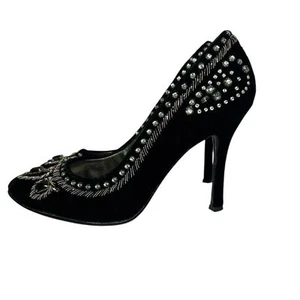 Vintage Colin Stuart Damen-Pumps schwarz Samt Strass Größe 10M Party-Absätze - Bild 1 von 13