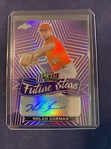 2021 Nolan Gorman Leaf Metal Draft Future Stars Purple RC Auto #D 12/25 K02