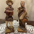 Vinage Handmade Paper Mache Mexican Folk Art Figures Man And Woman Lot Of 2