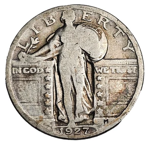 STANDING LIBERTY QUARTER 1927 - EN MUY BUEN ESTADO - PLATA 900 - ¡MUY BUENO ENVÍO GRATUITO A ESTADOS UNIDOS! - Imagen 1 de 2
